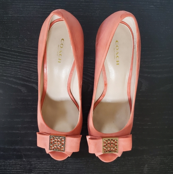 Coach Peep Toe Heels sz 9 - Picture 2 of 9